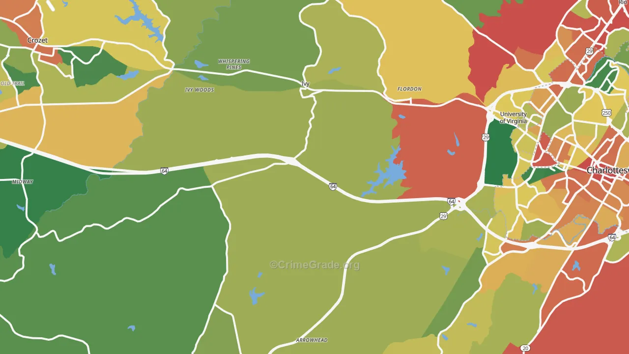 Ivy, VA Map of Theft Rates