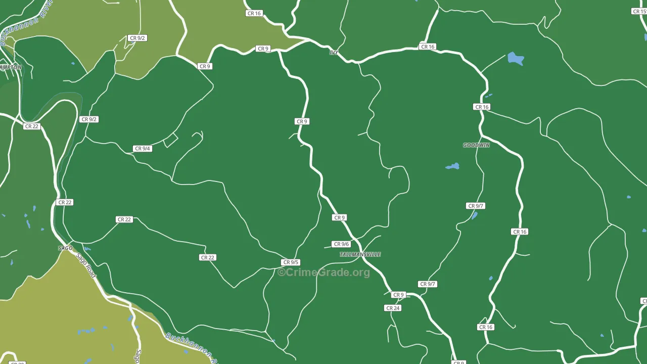 Ivy, WV Map of Theft Rates