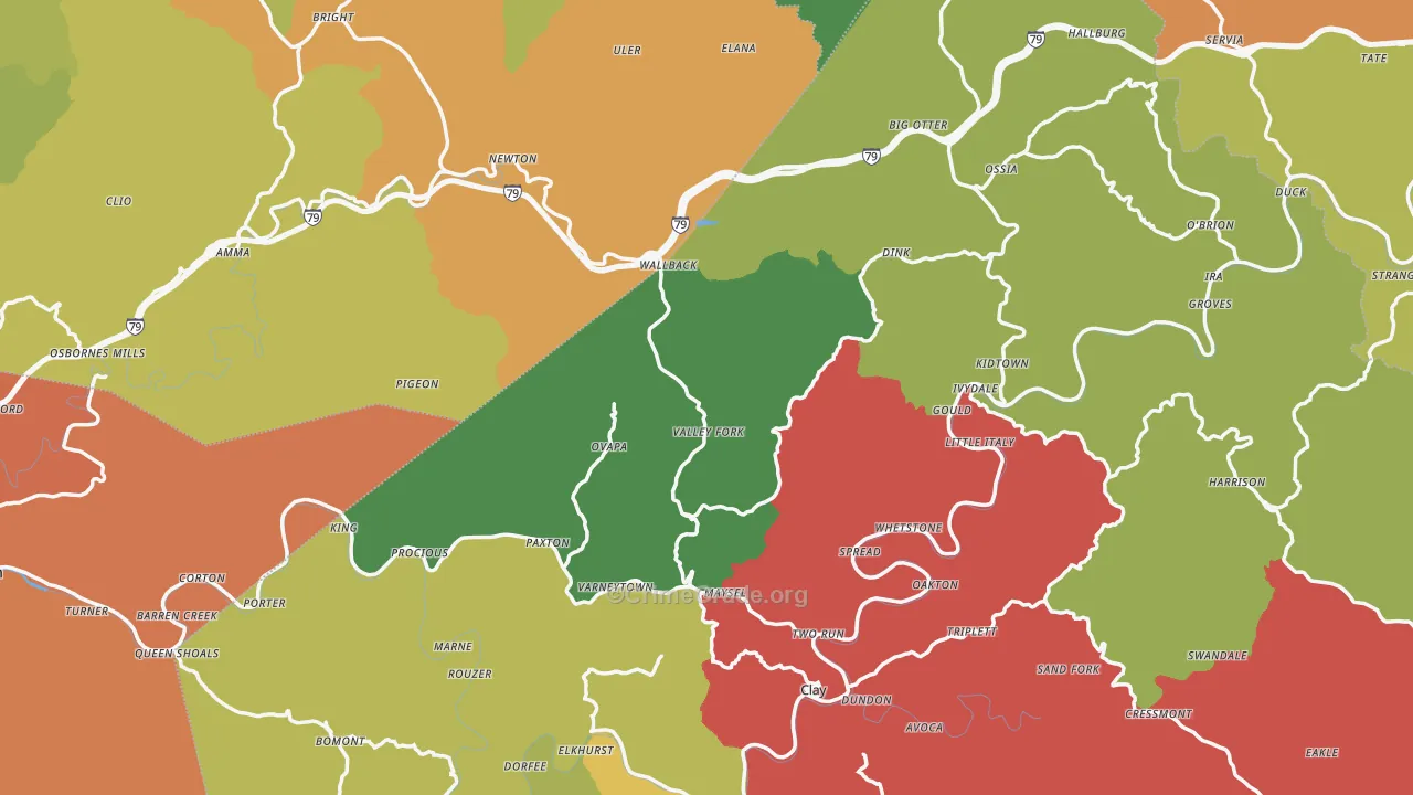 Ivydale, WV Map of Theft Rates