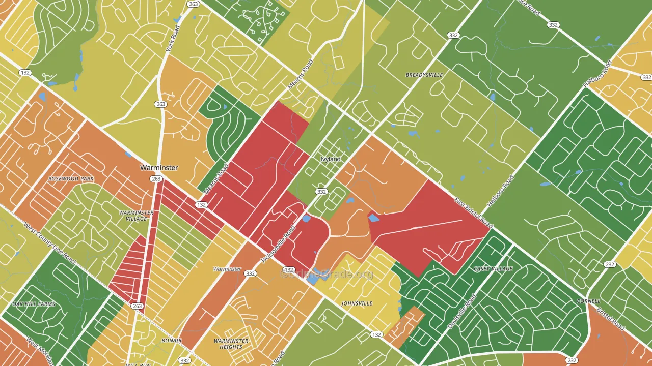 Ivyland, PA Map of Theft Rates