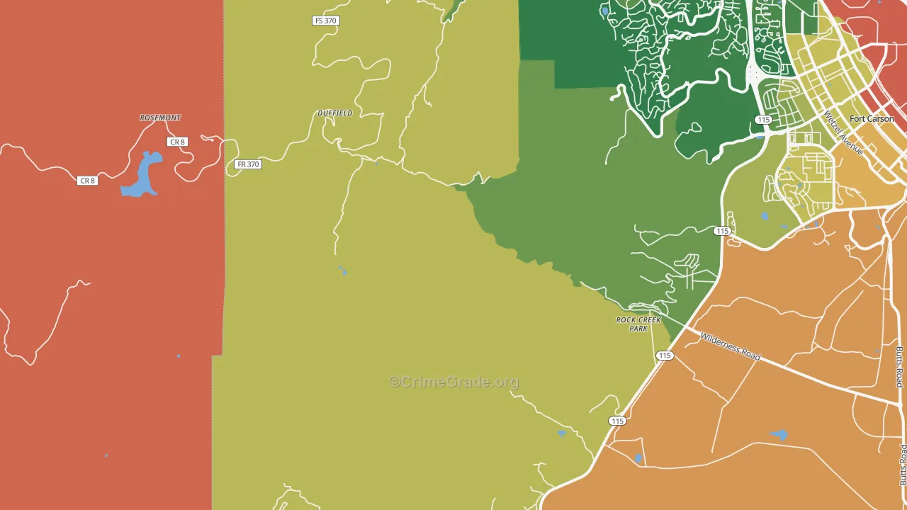 Ivywild, CO Map of Theft Rates