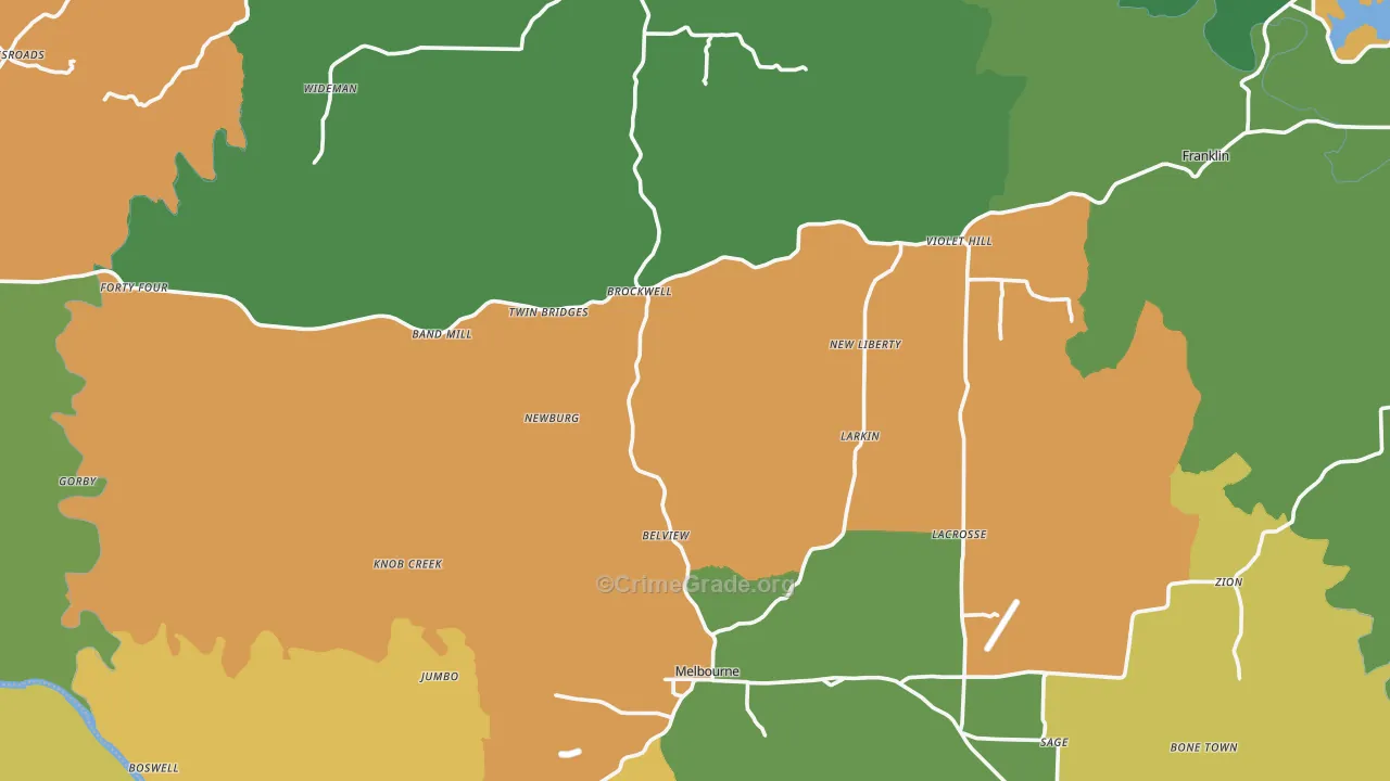 Izard County, AR Map of Theft Rates