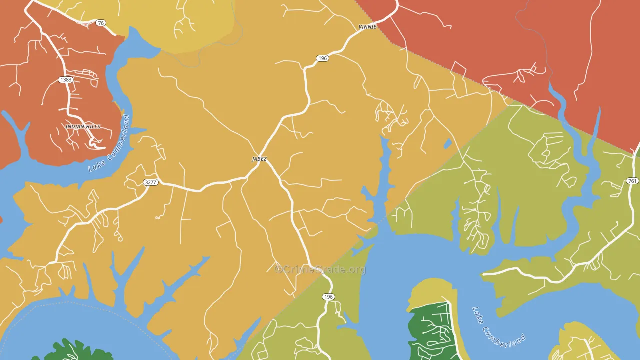 Jabez, KY Map of Theft Rates