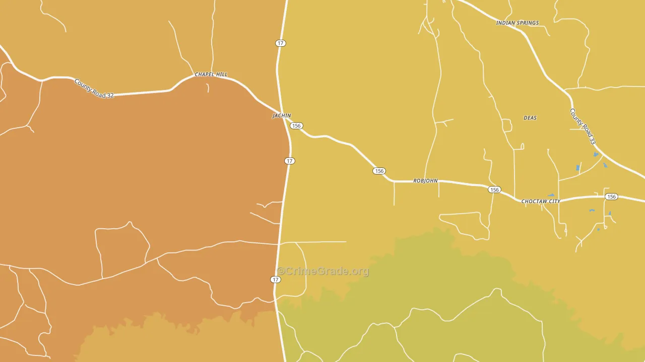 Jachin, AL Map of Theft Rates