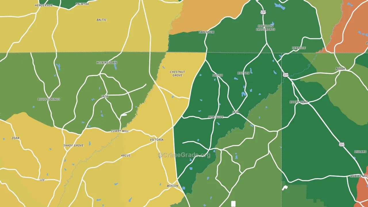 Jack, AL Map of Theft Rates