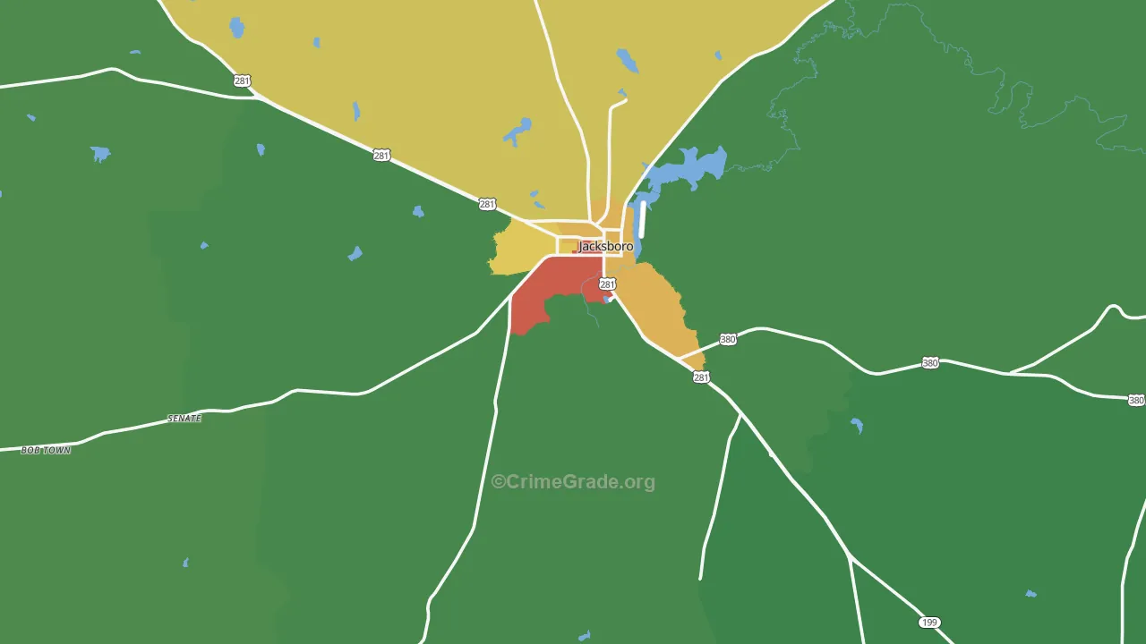 Jack County, TX Map of Theft Rates