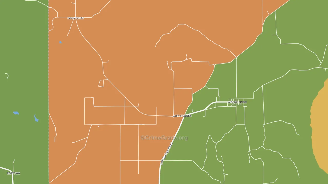 Jack Springs, AL Map of Theft Rates