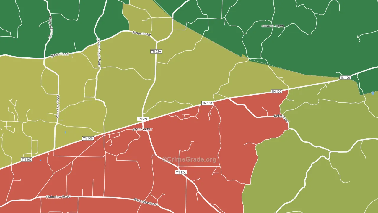 Jacks Creek, TN Map of Theft Rates