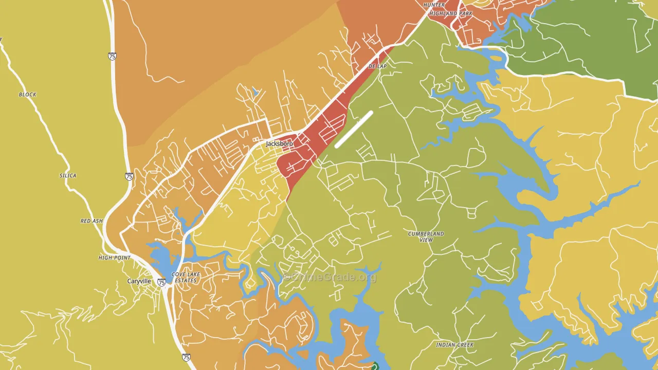 Jacksboro, TN Map of Theft Rates
