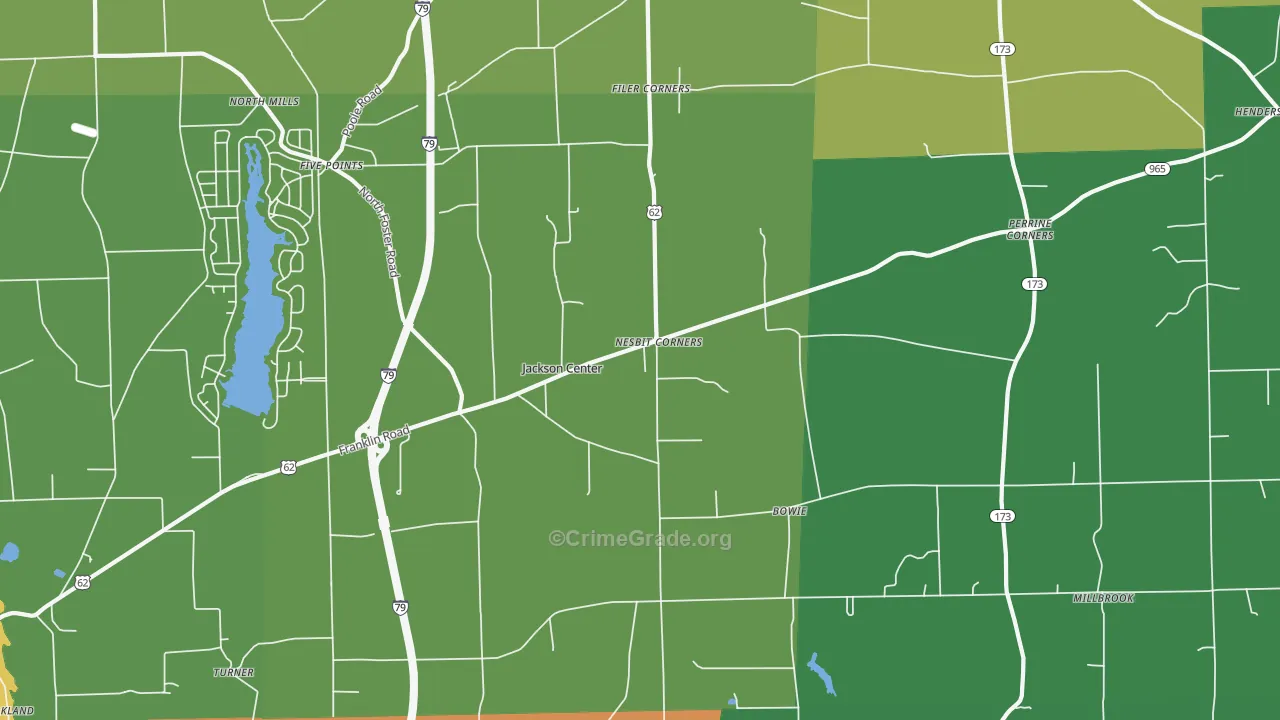 Jackson Center, PA Map of Theft Rates