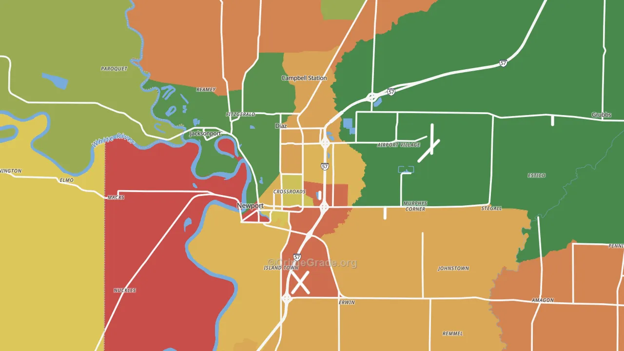 Jackson County, AR Map of Theft Rates