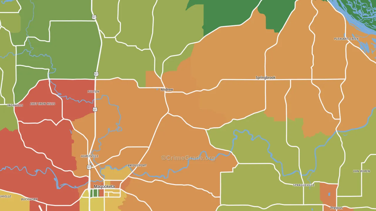 Jackson County, IA Map of Theft Rates