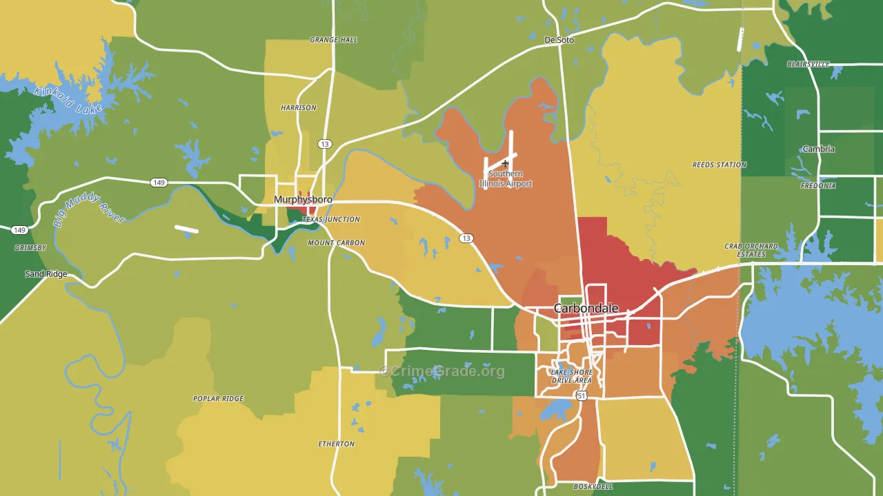 Jackson County, IL Map of Theft Rates