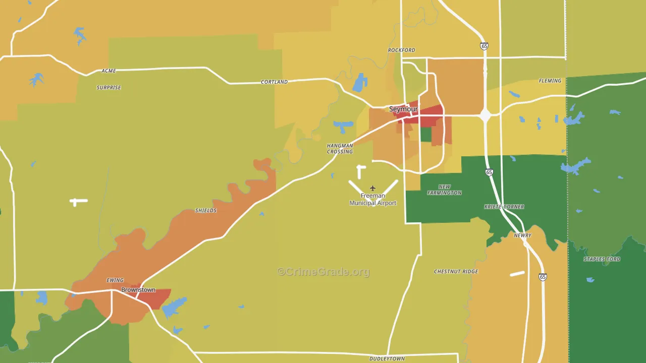 Jackson County, IN Map of Theft Rates