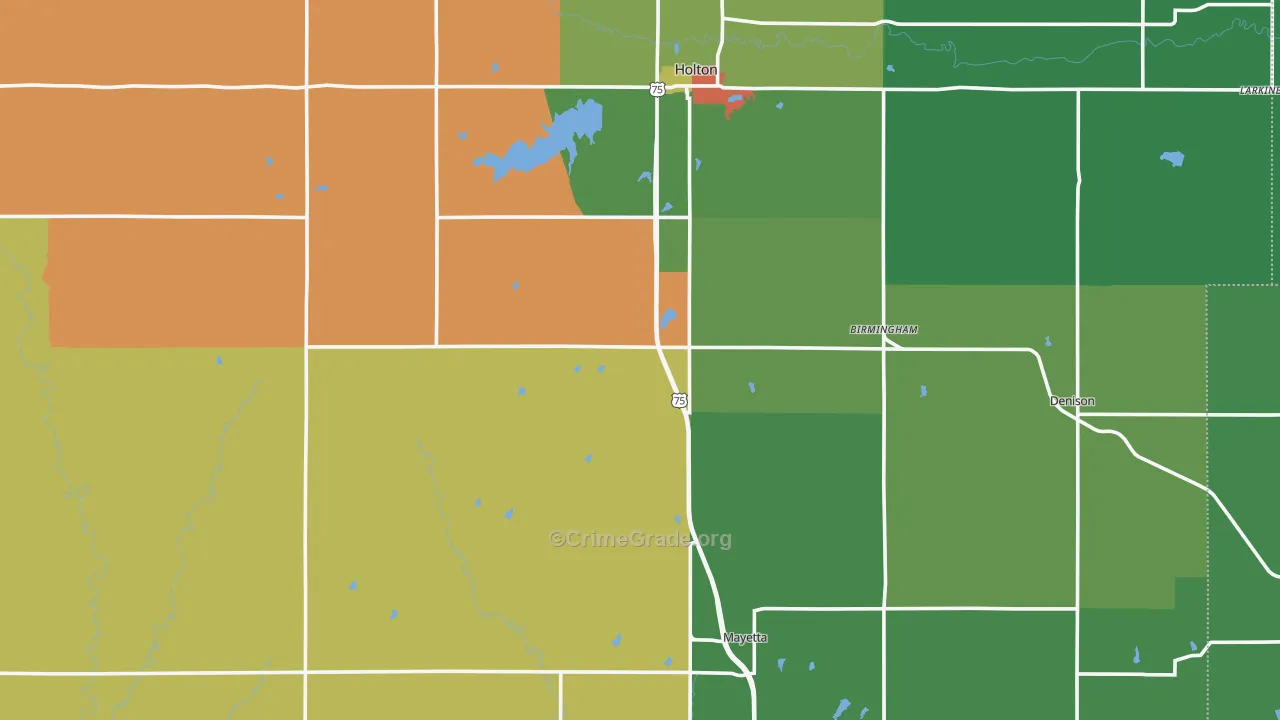 Jackson County, KS Map of Theft Rates