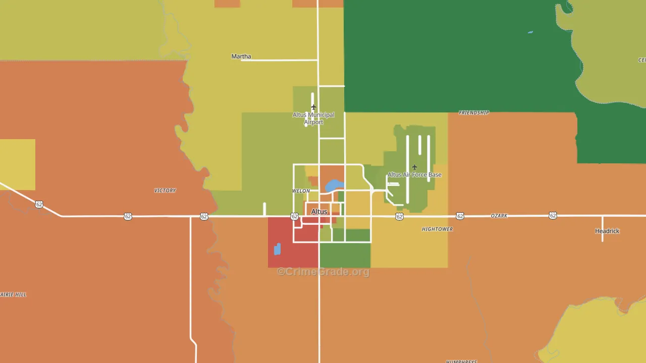 Jackson County, OK Map of Theft Rates