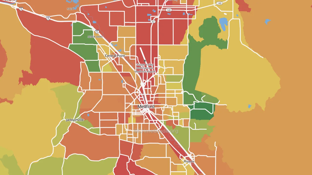 Jackson County, OR Map of Theft Rates