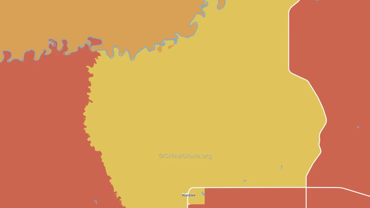 Jackson County, SD Map of Theft Rates