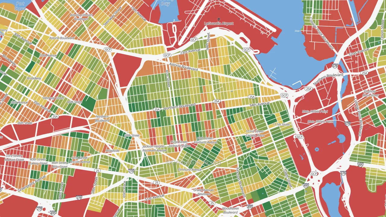 Jackson Heights-ny, Queens, NY Map of Theft Rates