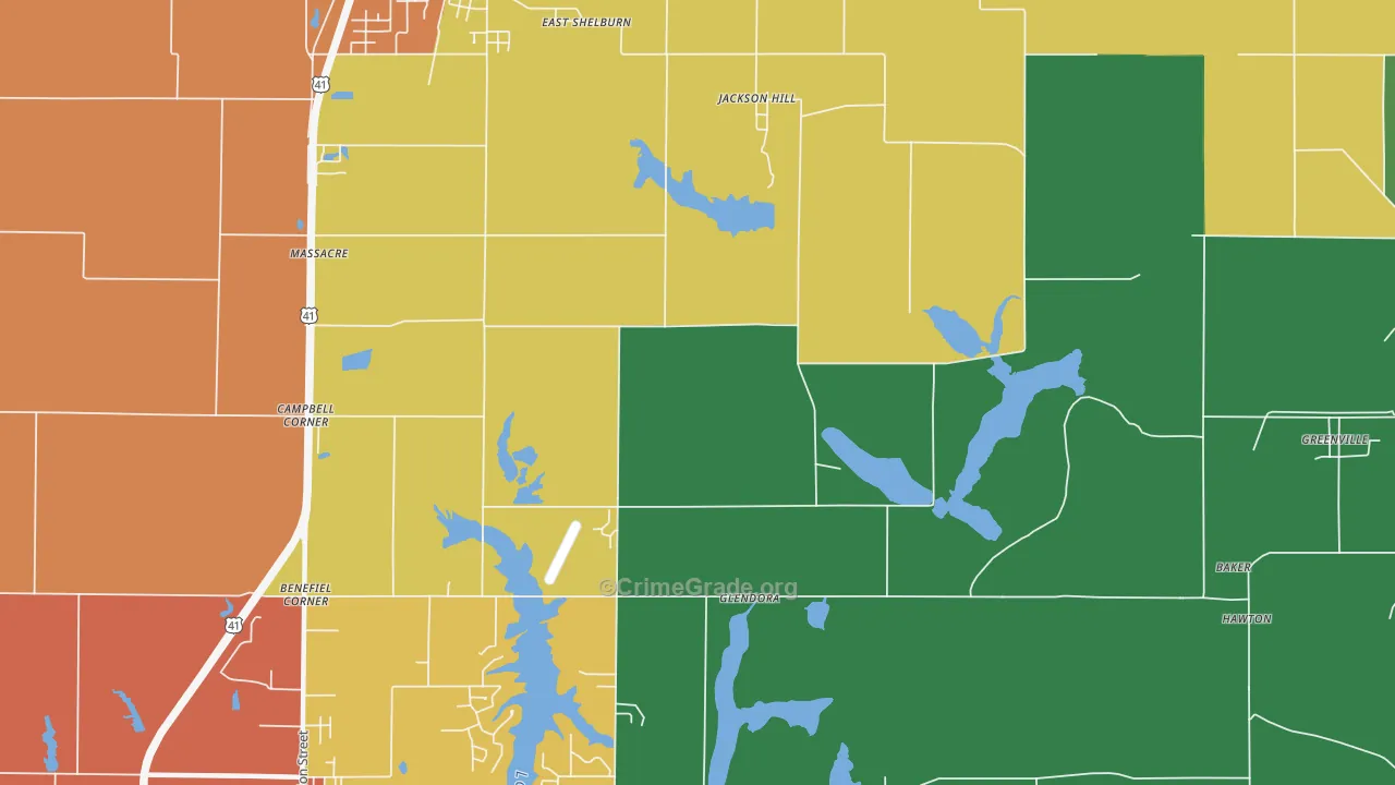 Jackson Hill, IN Map of Theft Rates