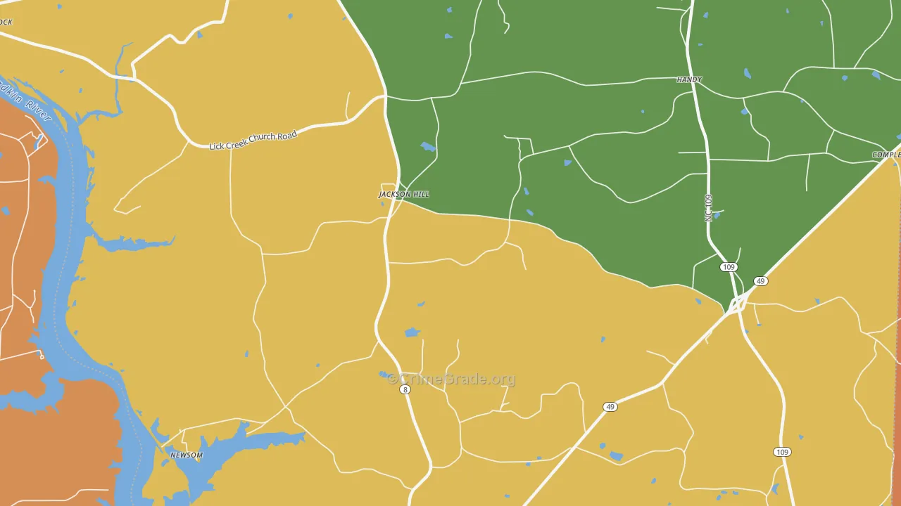 Jackson Hill, NC Map of Theft Rates