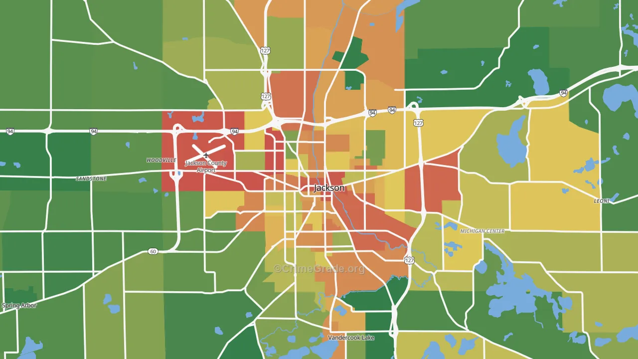 Jackson, MI Map of Theft Rates