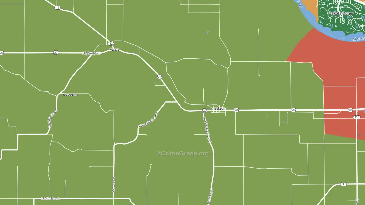 Jackson, NE Map of Theft Rates