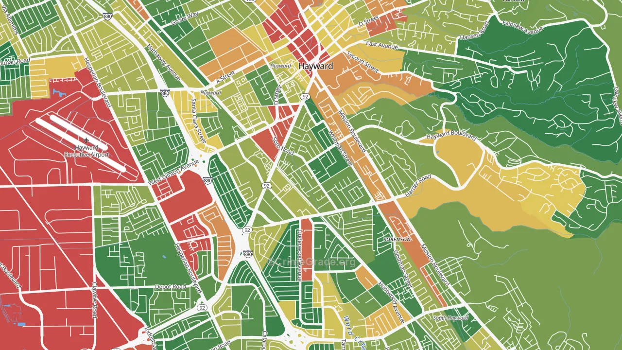 Jackson Triangle, Hayward, CA Map of Theft Rates