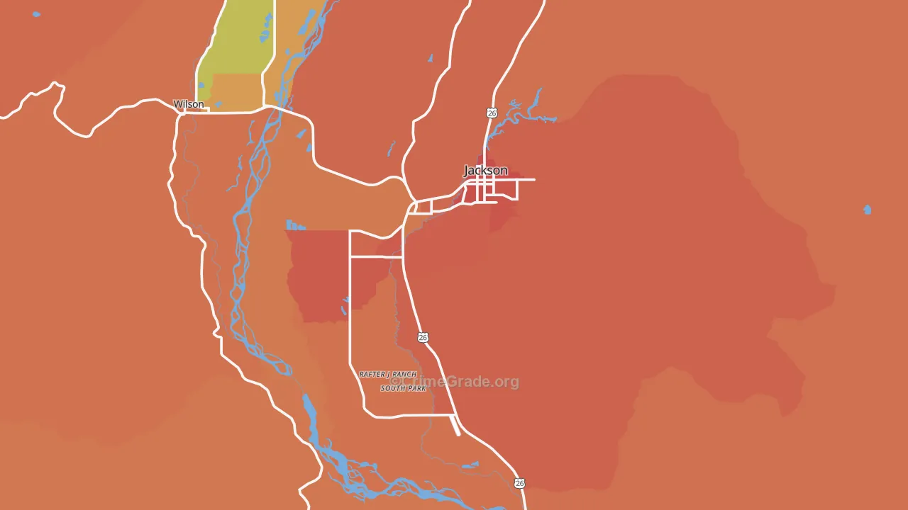 Jackson, WY Map of Theft Rates