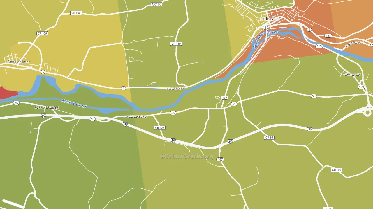 Jacksonburg, NY Map of Theft Rates