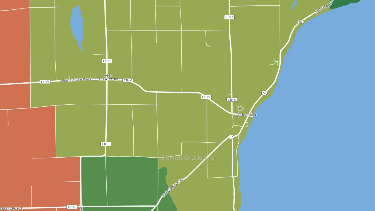 Jacksonport, WI Map of Theft Rates