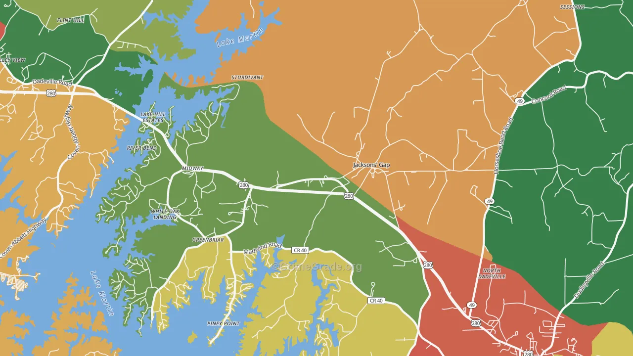 Jacksons' Gap, AL Map of Theft Rates