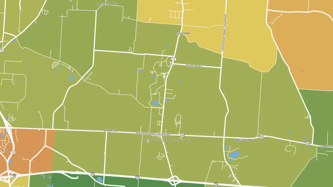 Jacksontown, OH Map of Theft Rates