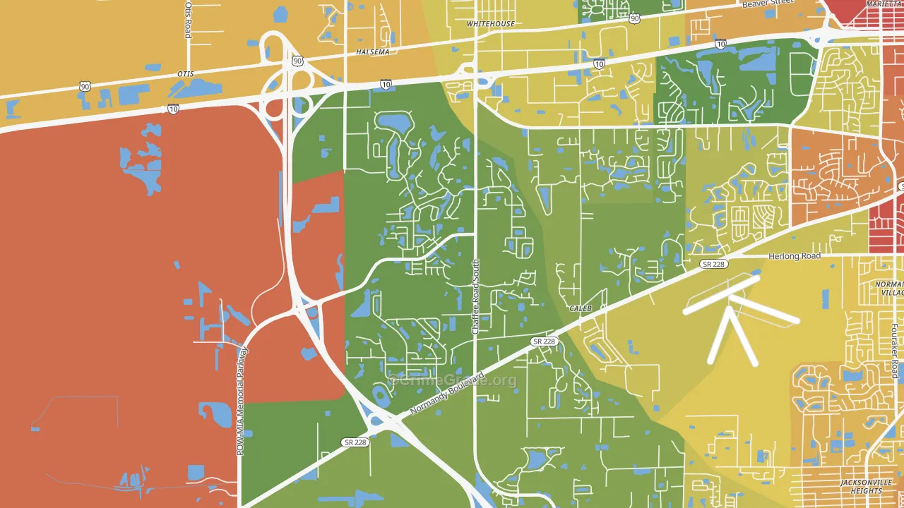 Jacksonville Farms-Terrace, Jacksonville, FL Map of Theft Rates