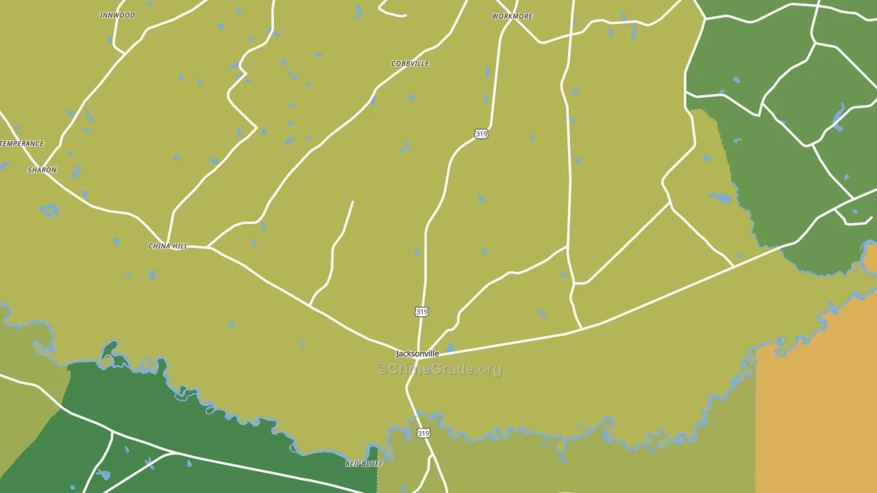 Jacksonville, GA Map of Theft Rates