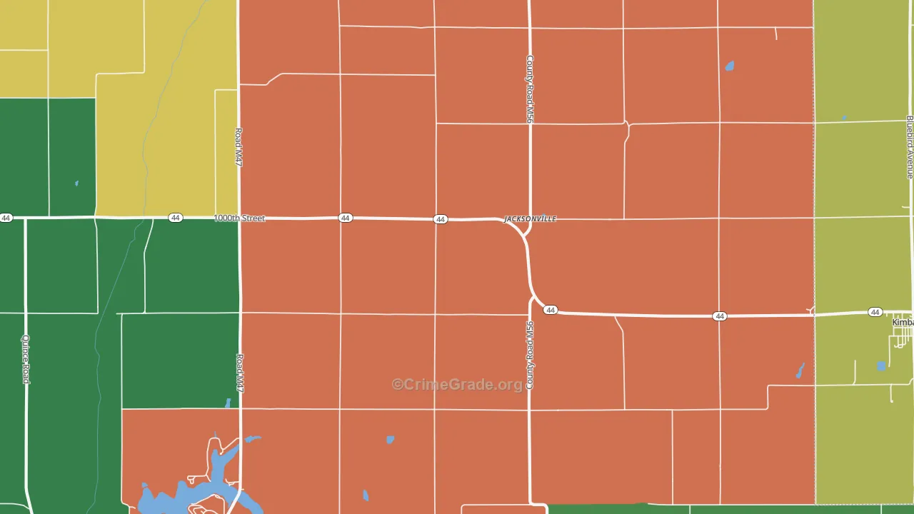 Jacksonville, IA Map of Theft Rates