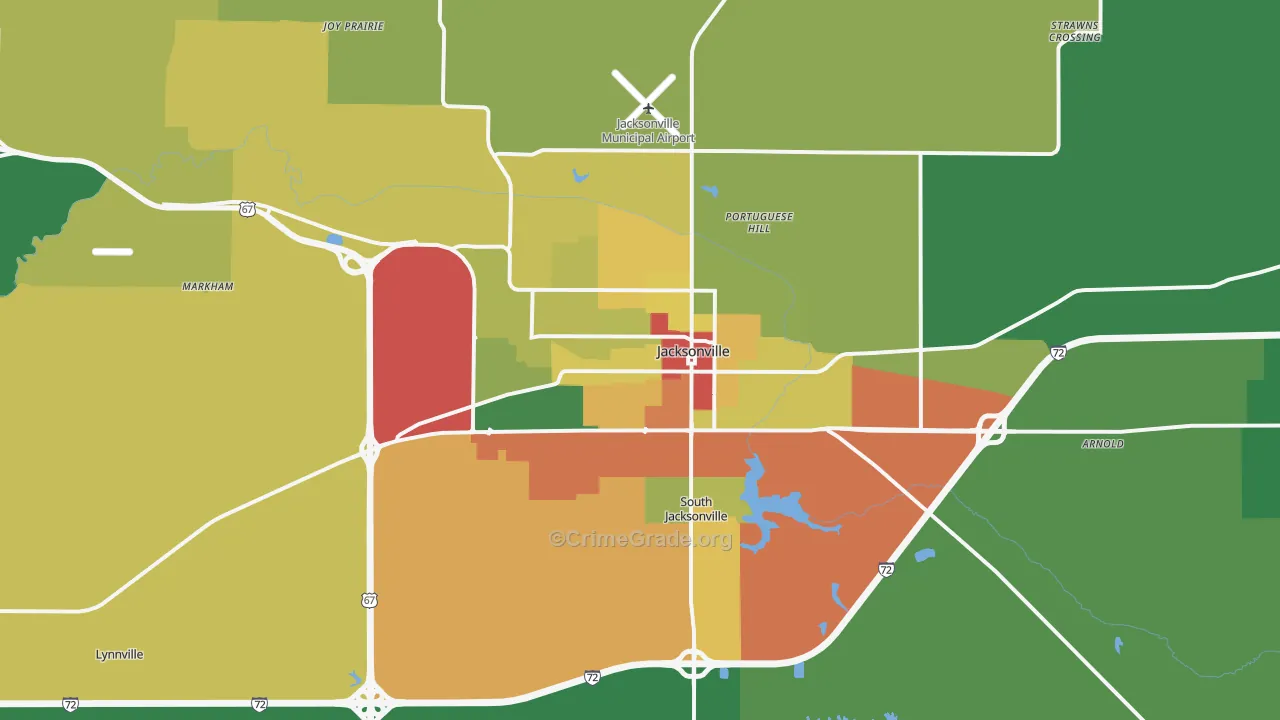 Jacksonville, IL Map of Theft Rates