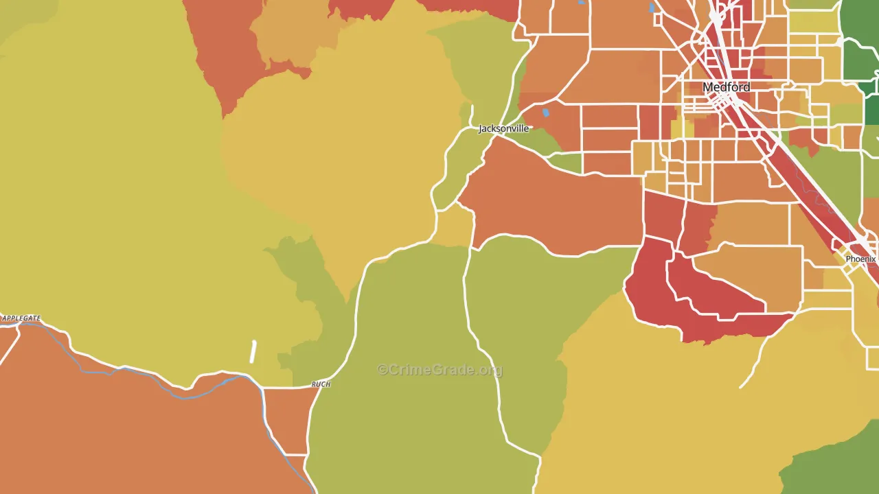 Jacksonville, OR Map of Theft Rates