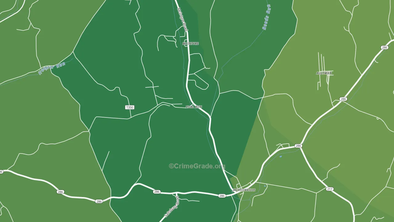 Jacksonville, PA Map of Theft Rates
