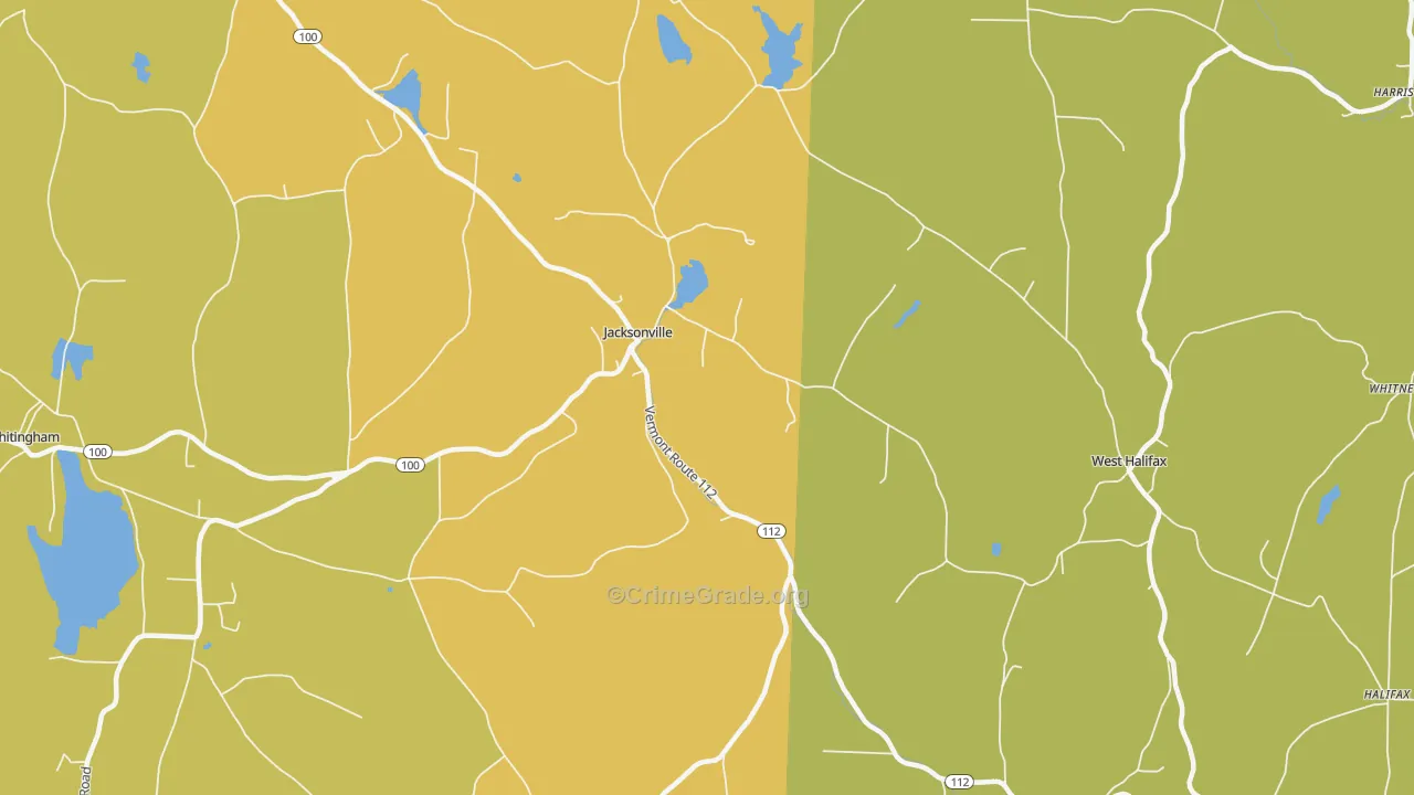 Jacksonville, VT Map of Theft Rates