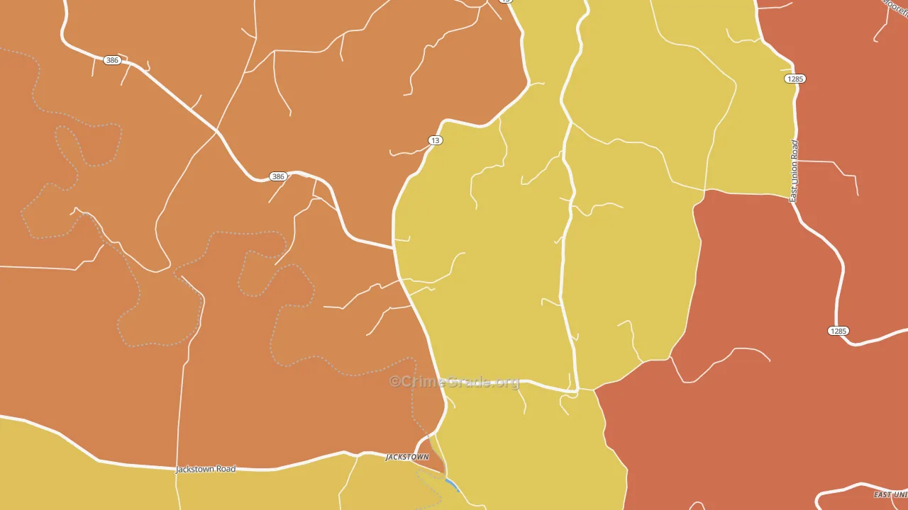 Jackstown, KY Map of Theft Rates