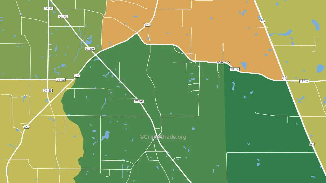 Jacob City, FL Map of Theft Rates