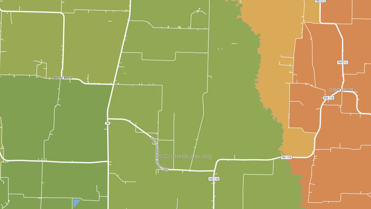 Jacobia, TX Map of Theft Rates