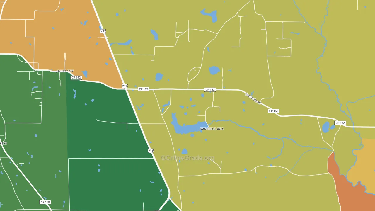 Jacobs, FL Map of Theft Rates