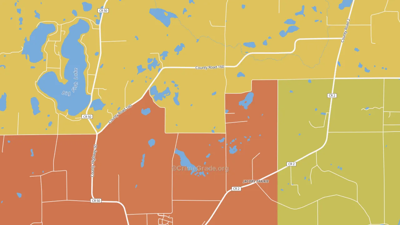 Jacobs Prairie, MN Map of Theft Rates
