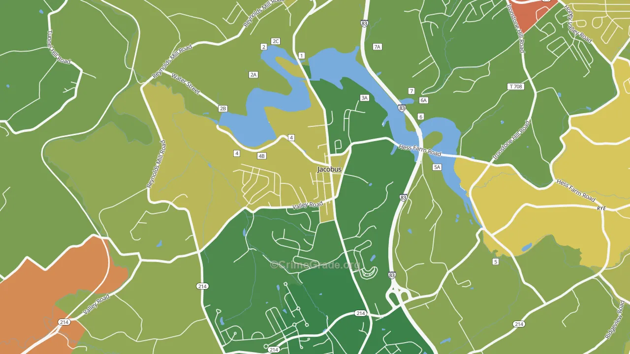 Jacobus, PA Map of Theft Rates
