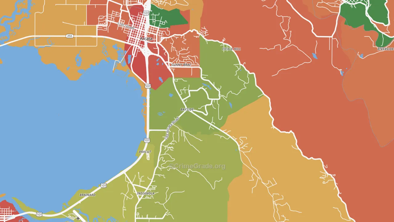 Jacoby Creek, Arcata, CA Map of Theft Rates
