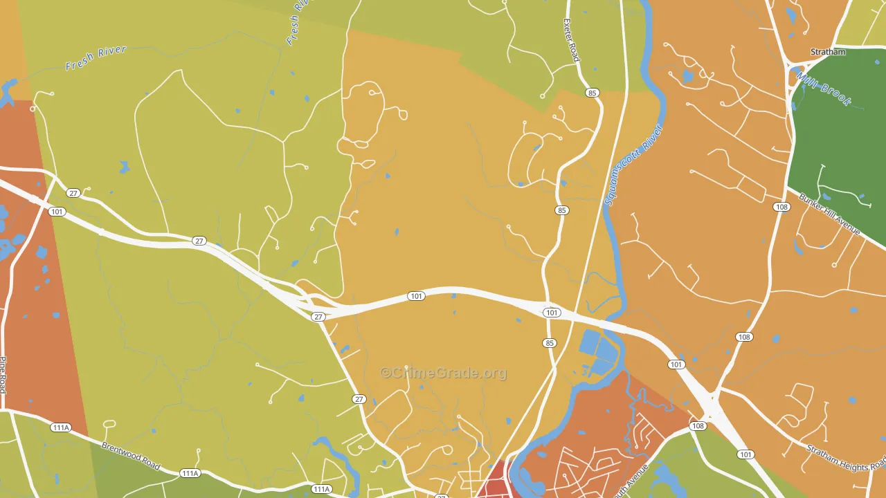 Jady Hill, NH Map of Theft Rates