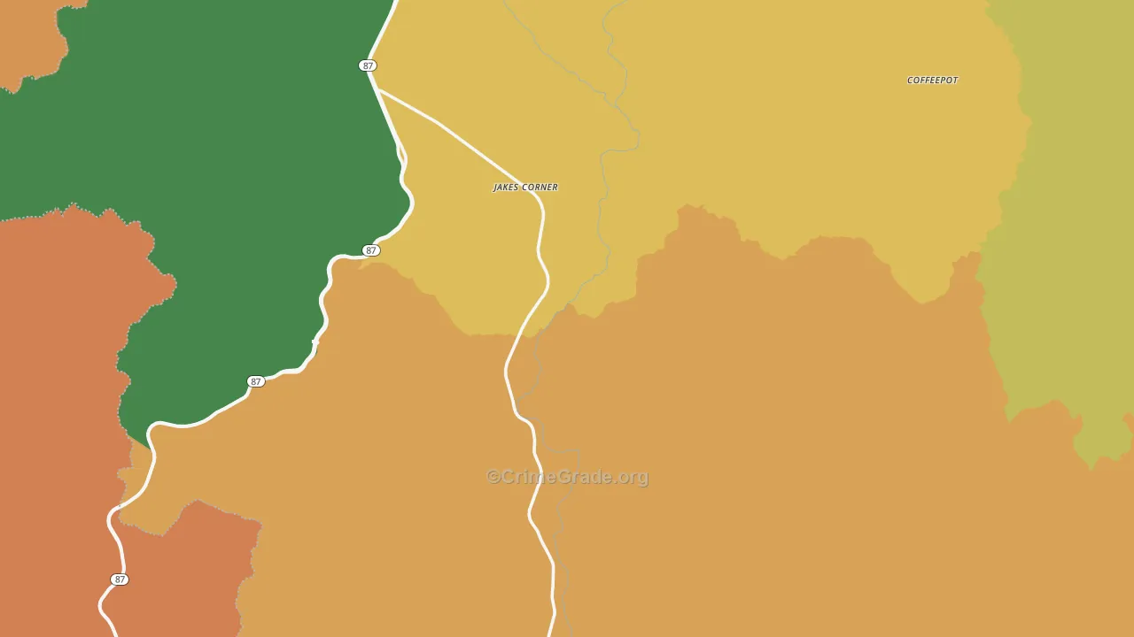 Jakes Corner, AZ Map of Theft Rates