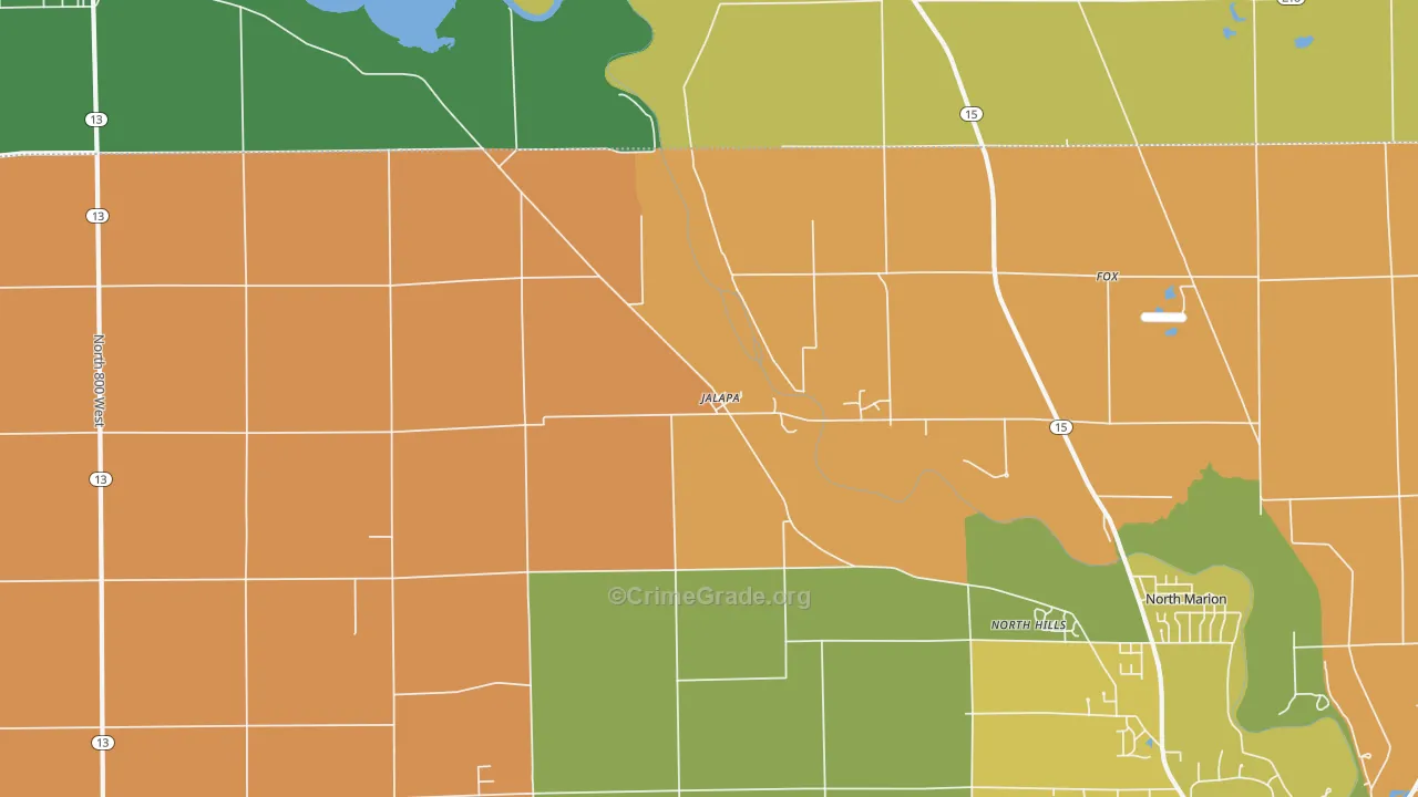 Jalapa, IN Map of Theft Rates